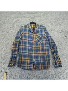Browning Shirt Mens Medium Blue Plaid 100% Cotton Flannel Button-Up Long Sleeve
